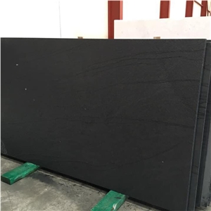 High Quality Leather Surface Black Marble Slab