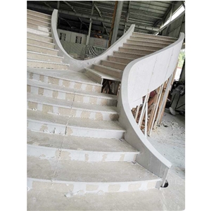 Indoor Decorative Beige Marble Spiral Staircase