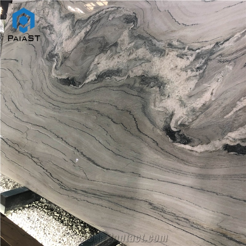 Interior Design Light Color Wave Grey Marble Slab