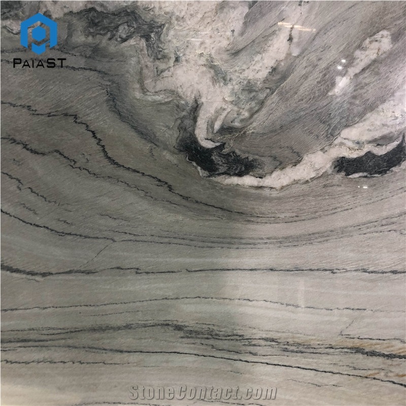 Interior Design Light Color Wave Grey Marble Slab