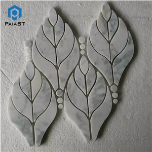 Leaf Shape Water Jet Cut Stone Mosaic Tile