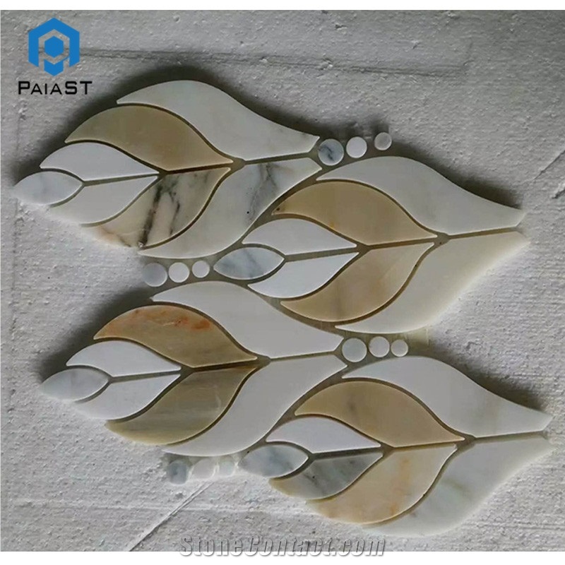 Leaf Shape Waterjet Marble Mosaic Backsplash