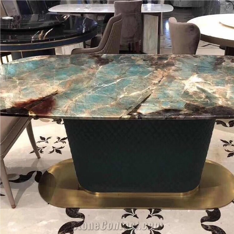 Luxury Amazon Green Quartzite Dining Table Top