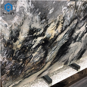Luxury Blue With Yellow Veins Marble Slab For Wall