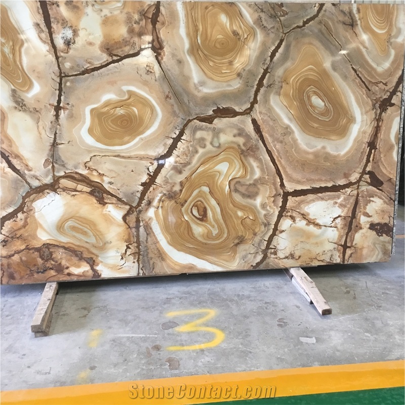 Gold Stone Wood Quartzite Slab For Wall Design