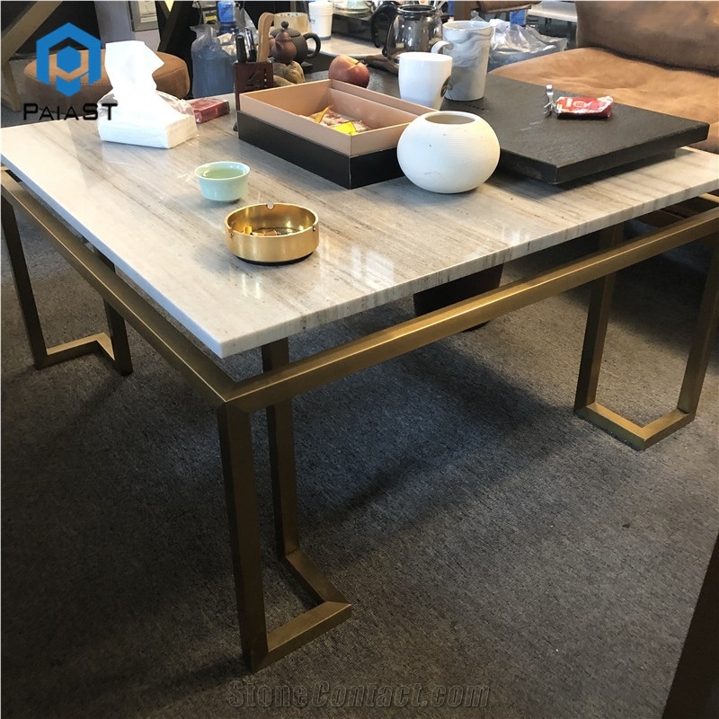 Luxury Natural White Marble Square Dining Table