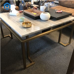 Luxury Natural White Marble Square Dining Table