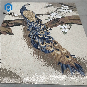 Luxury Peacock Pattern Mosaic Wall Art Design