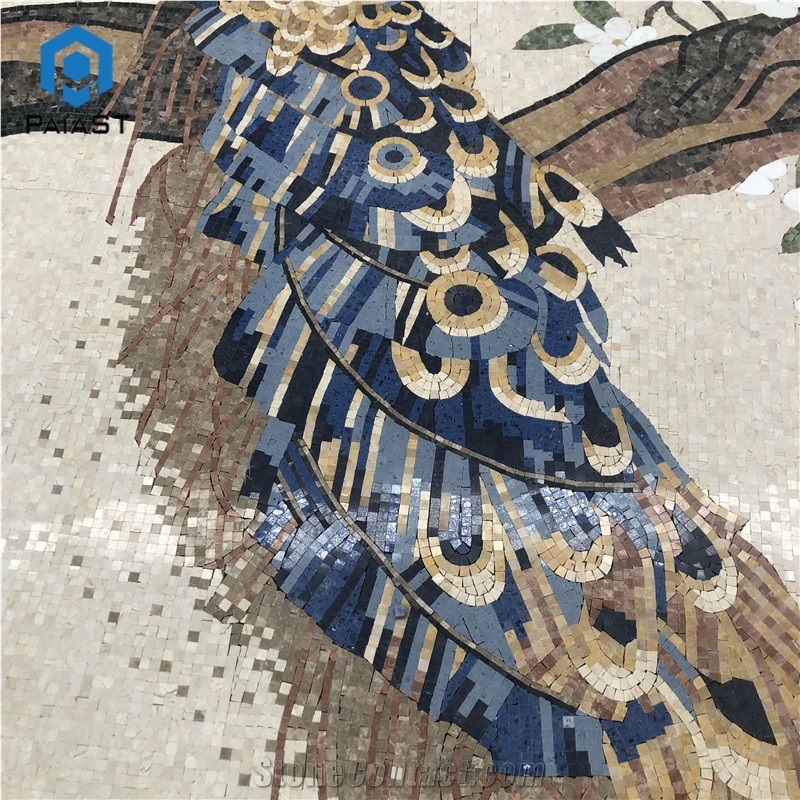 Luxury Peacock Pattern Mosaic Wall Art Design