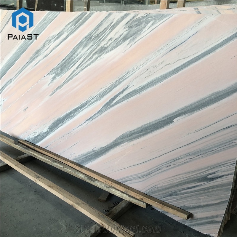 Luxury Polished Pink Marble With Green Veins Slab
