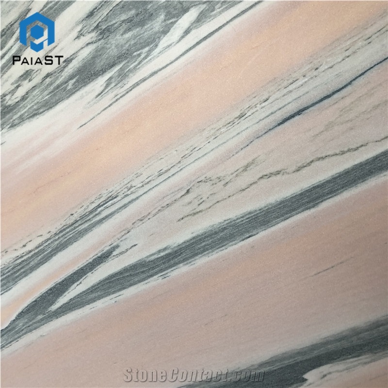 Luxury Polished Pink Marble With Green Veins Slab