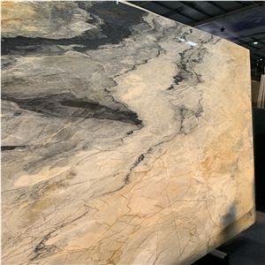 Luxury Yellow And Black Vein Marble For Background