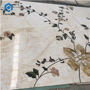 Marble Flower Waterjet Pattern Floor Tiles