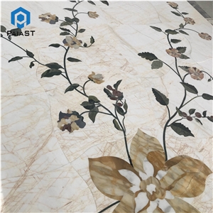 Marble Flower Waterjet Pattern Floor Tiles