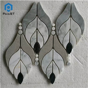 Marble Water Jet Mosaic Tile Leaf Pattern For Wall