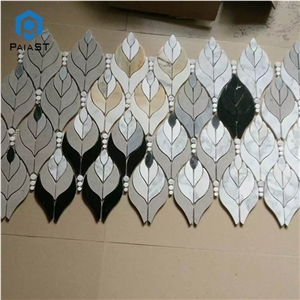 Marble Water Jet Mosaic Tile Leaf Pattern For Wall