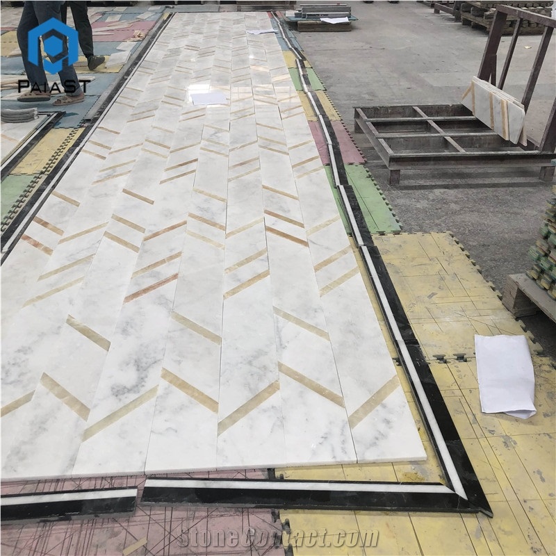 Modern Water Jet White Marble Pattern Floor Tiles