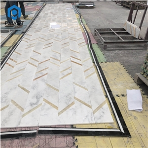 Modern Water Jet White Marble Pattern Floor Tiles