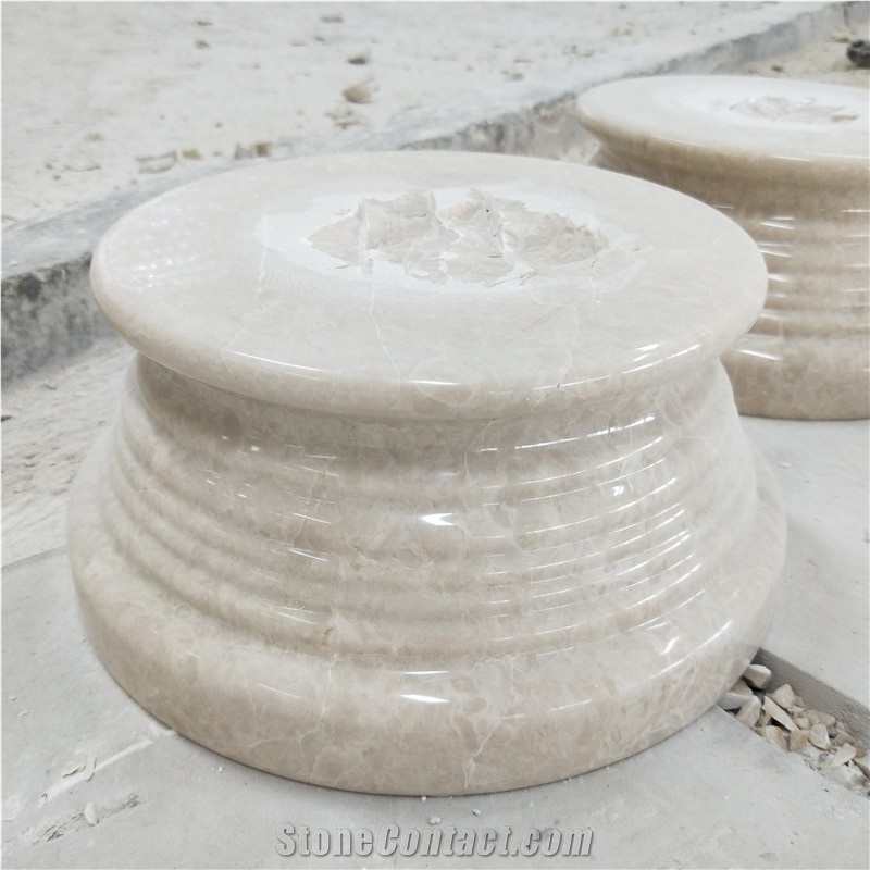 Natural Beige Marble Stone Roman Column Base