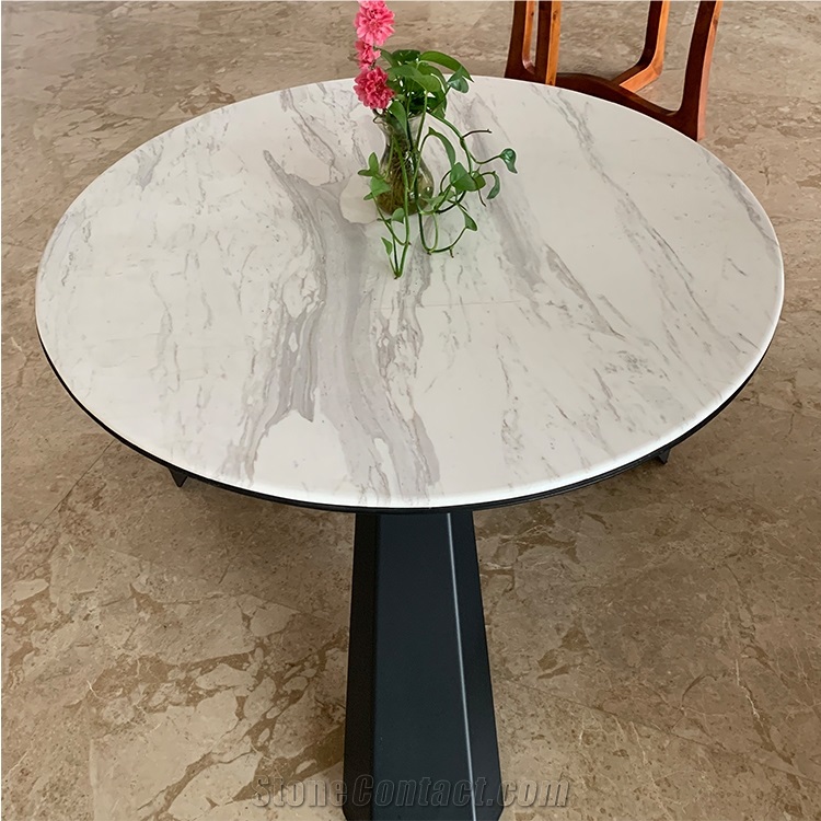 Natural Calacatta White Marble Table For Hotel