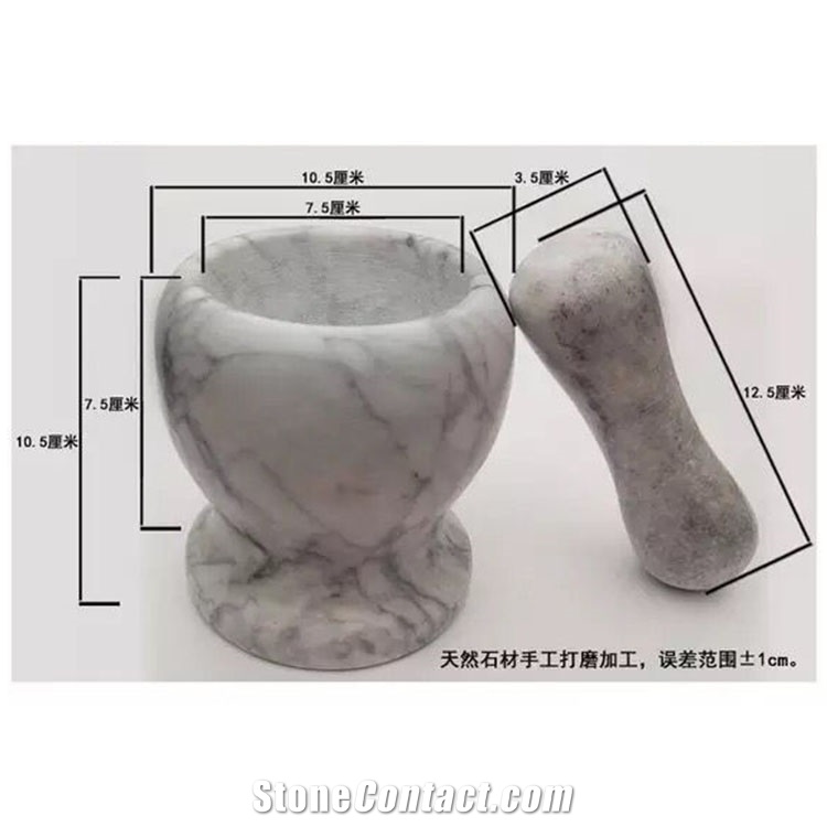 Natural Marble Stone Mortar and Pestle