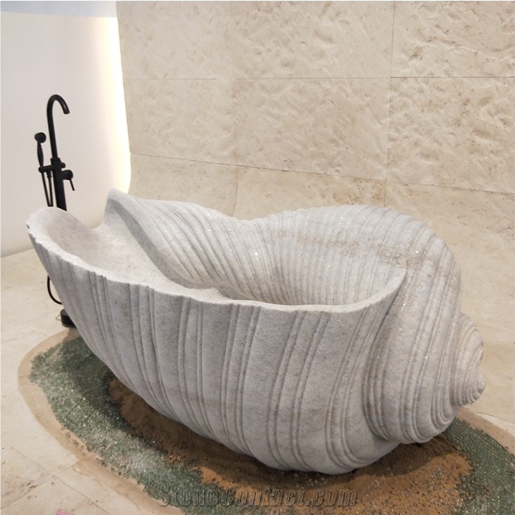 Natural Stone White Marble Bathroom Bathtub