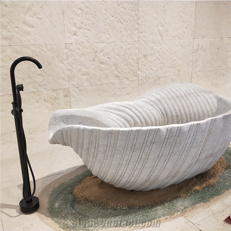 Natural Stone White Marble Bathroom Bathtub