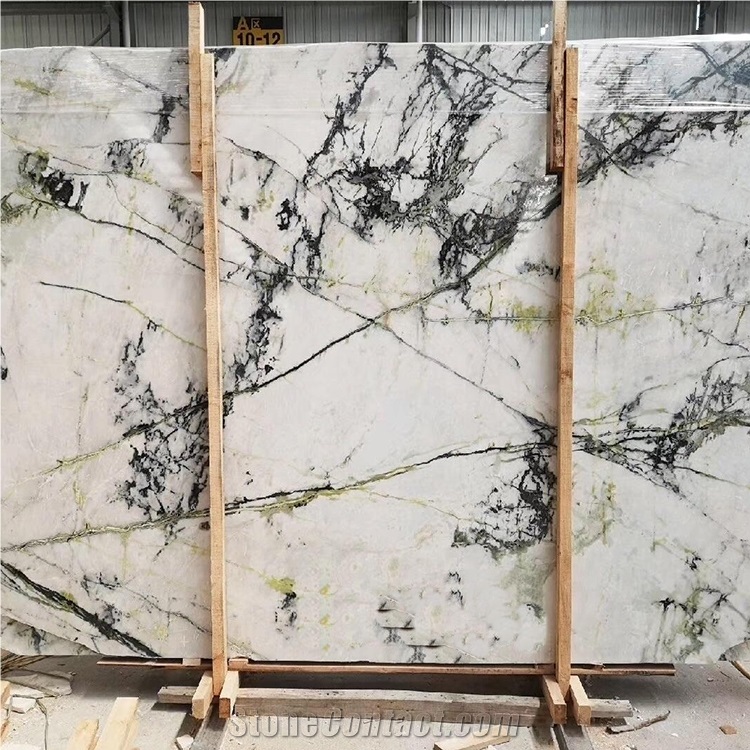 Natural White Marble With Green Veins Marble Slab