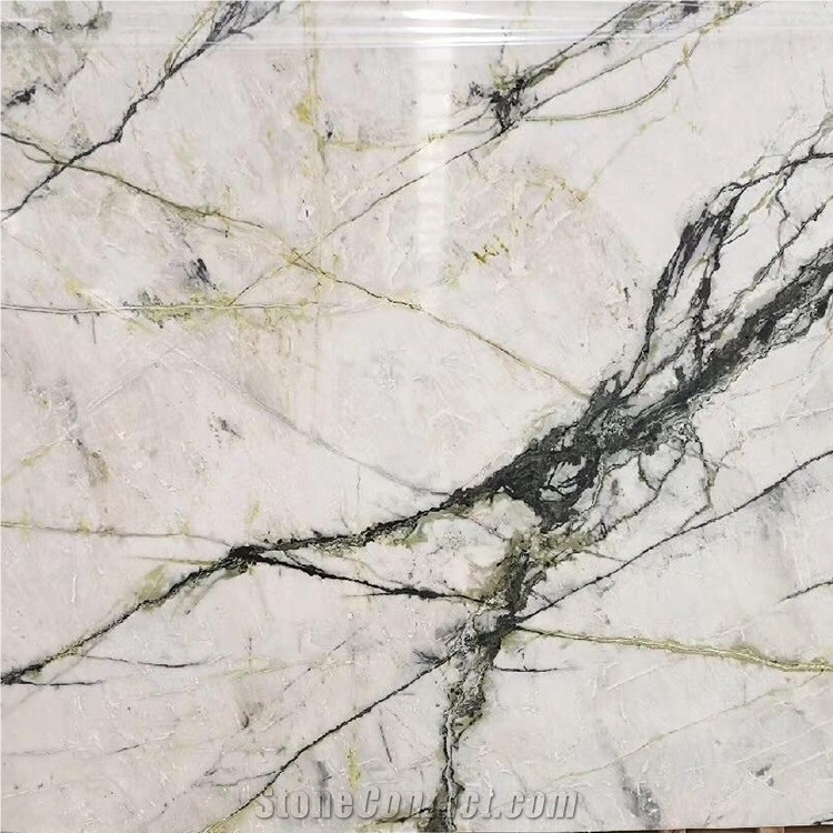 Natural White Marble With Green Veins Marble Slab