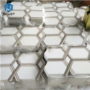 New Design Long Hexagon Marble Mosaic Wall Tiles