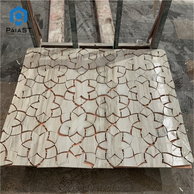 New Design Water Jet Wood Vein Marble Mosaic