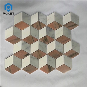 New Design White And Red Marble 3D Mosaic Tiles