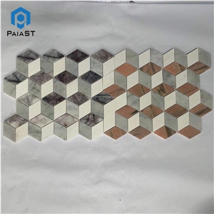 New Design White And Red Marble 3D Mosaic Tiles