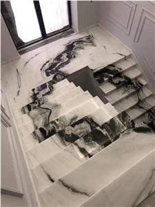 Panda White Marble Villa Interior Stair Steps