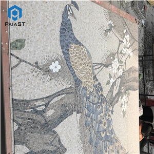 Peacock Mosaic Art Mural Design For Wall Decor