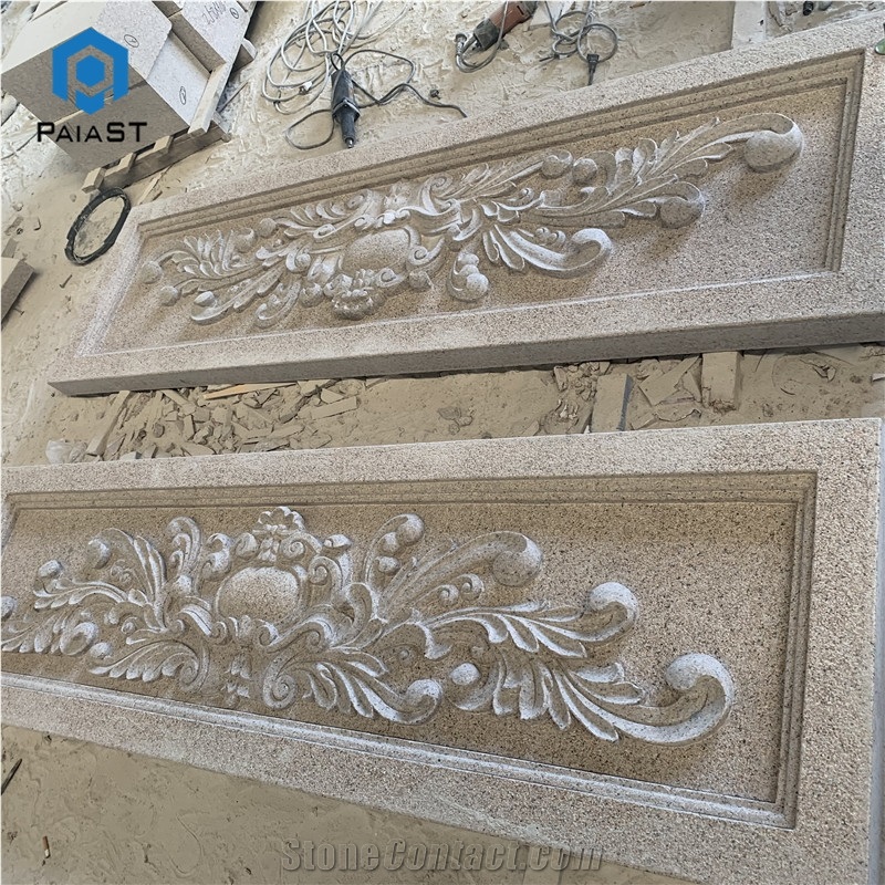 Pink Granite Cnc Carving For Feature Wall Relief Decor