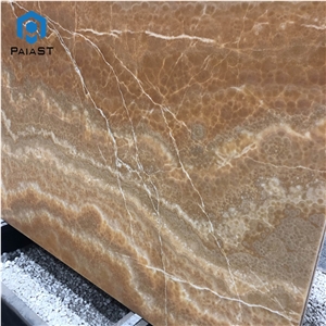 Polished Brown Onyx Marble Slab Tiles For Wall