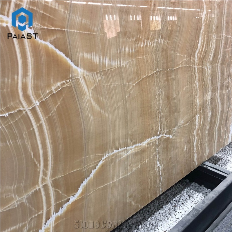 Polished Brown Onyx Marble Slab Tiles For Wall