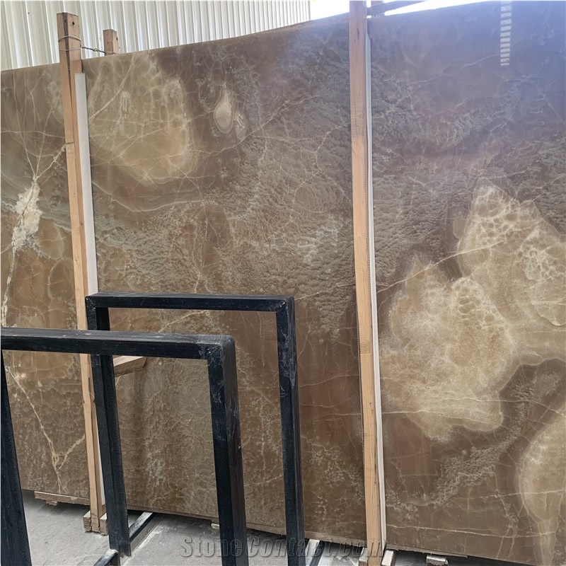 Polished Brown Onyx Tiles And Slabs For Wall Design