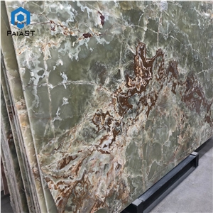 Polished Dark Green Onyx Slab For Floor And Wall Tiles