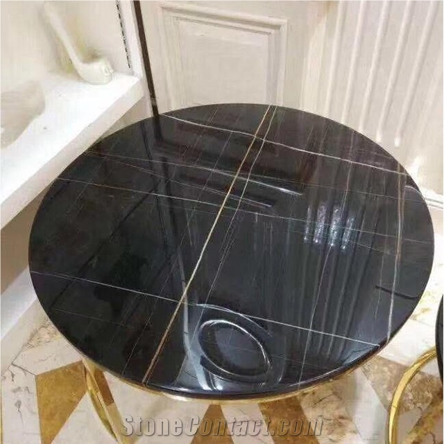Round Laurence Golden Marble Table For Living Room
