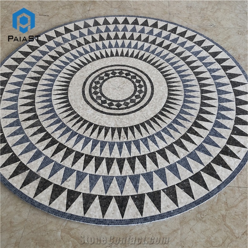 Round Marble Mosaic Art Pattern Floor Design