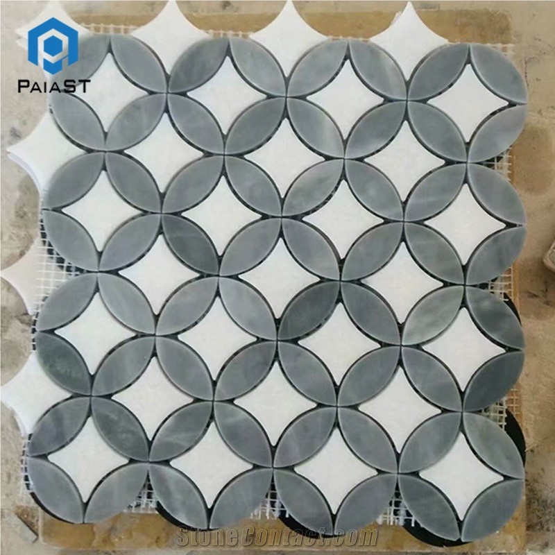 Water Jet Marble Mosaic Tiles For Interior Wall
