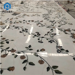 Waterjet Stone Cutting Square Marble Floor Inlay