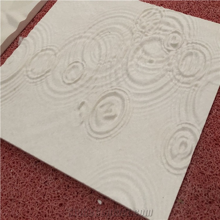 Wave Design Cnc Carving White Limestone Marble