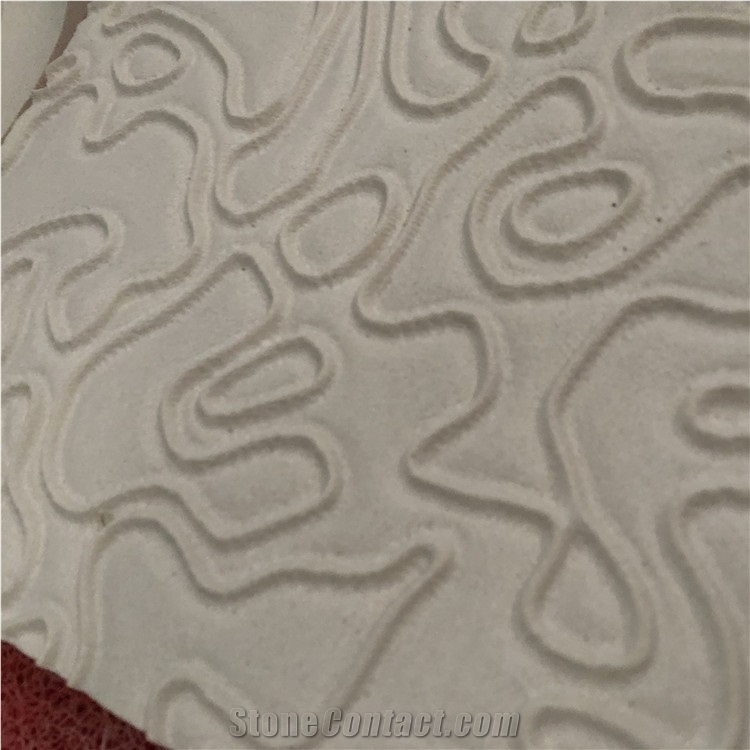 Wave Design Cnc Carving White Limestone Marble