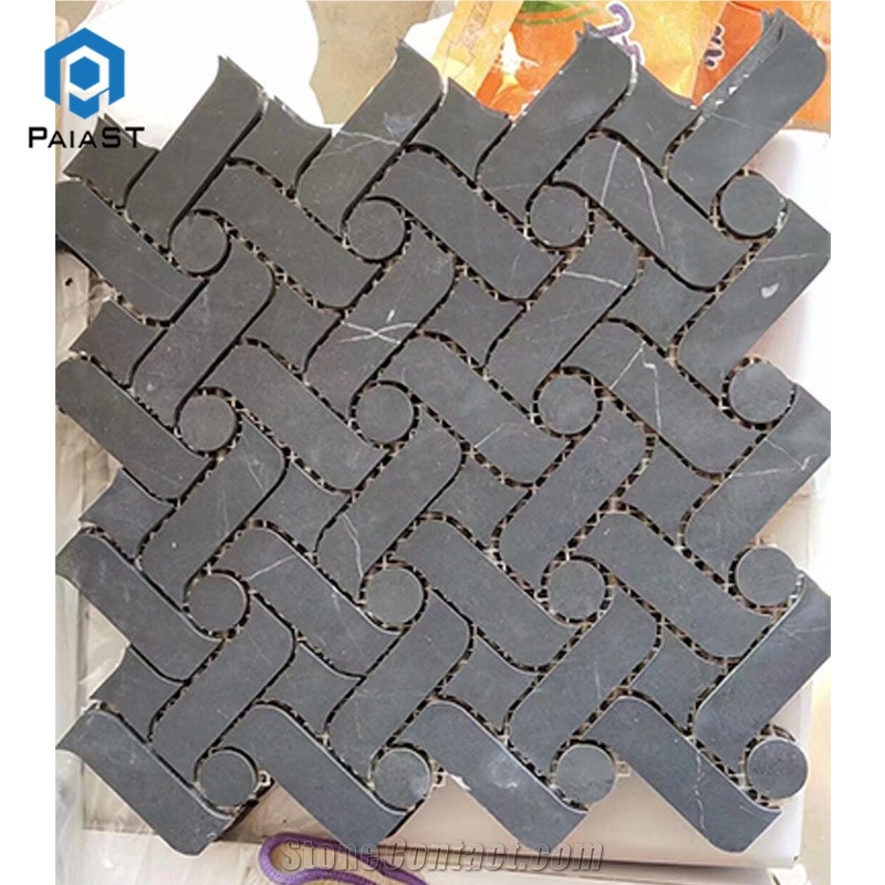 Weave Pattern Marble Water Jet Mosaic Wall Tiles