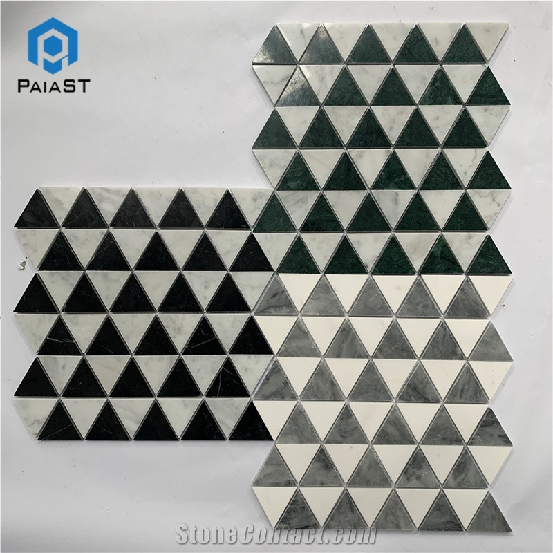 White And Black Triangular Mosaic Floor Tiles