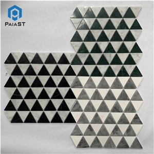 White And Black Triangular Mosaic Floor Tiles