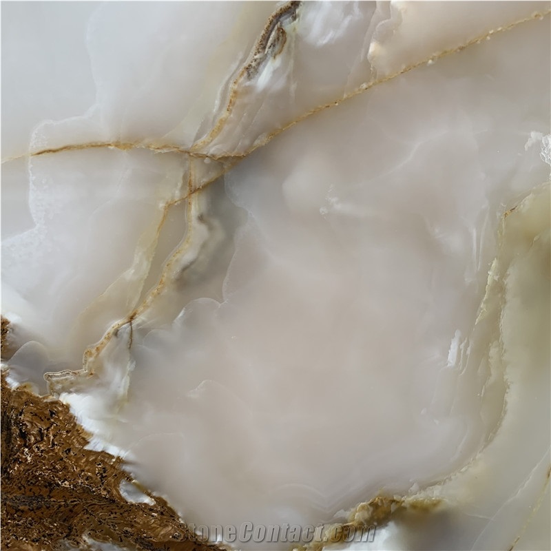White Jade Onyx With Brown Veins For Background